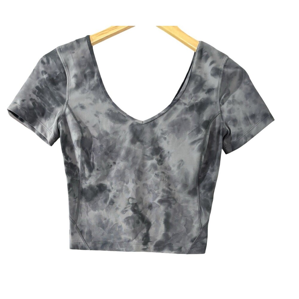 Lululemon Align Gray Diamond Dye Short Sleeve V Neck T-Shirt Women’s Size 4 - Picture 3 of 7